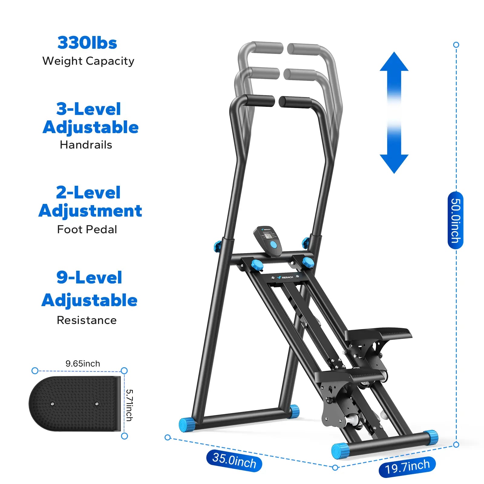 Stair Stepper with Handlebar,330LBS Capacity